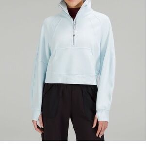 Lululemon Athletica Scuba Half-Zip Sweatshirt with Funnel Neck in Powder Blue